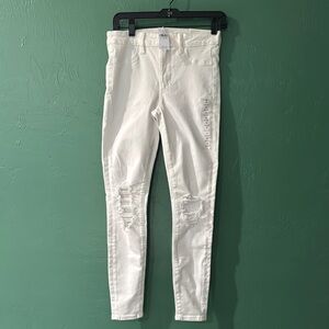 White Distressed Stretch Skinny Jeans